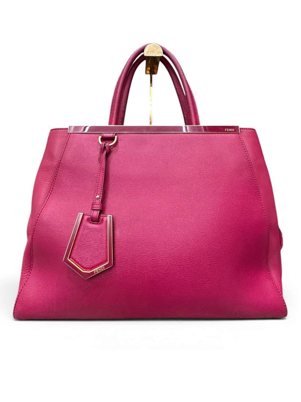 Fendi 2Jours Medium Tote Bag in Fuchsia Saffiano Leather | Karl Lagerfeld Era